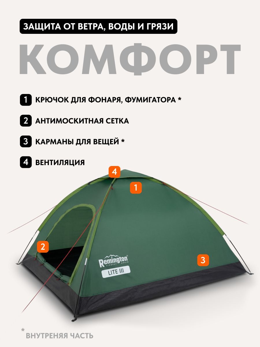 Палатка туристическая 3 местная Remington Lite III Dark green