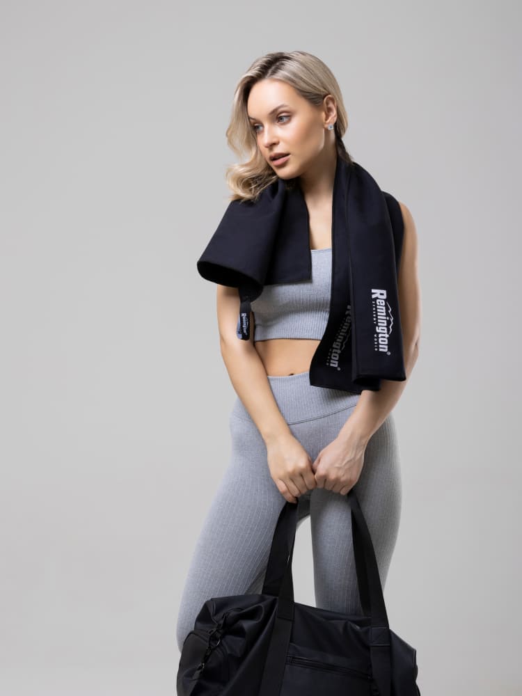 Полотенце Remington из микрофибры, 100*50 см, цвет чёрный, в сетчатом мешке