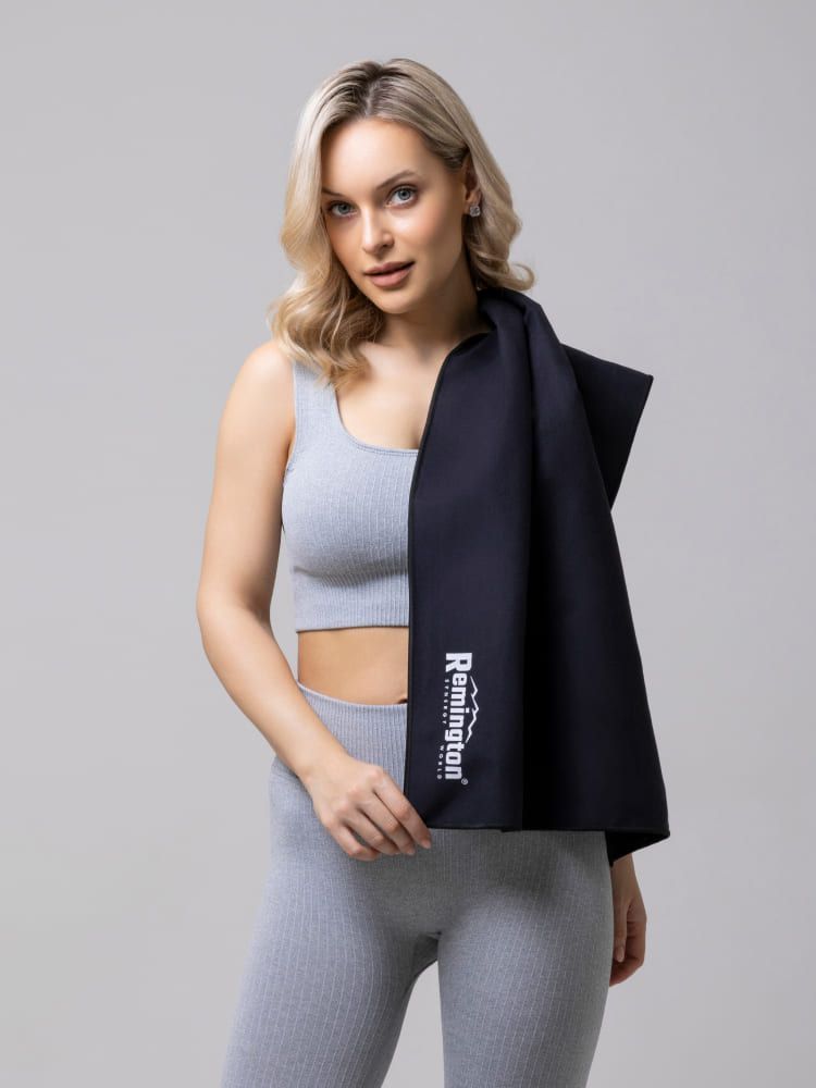 Полотенце Remington из микрофибры, 100*50 см, цвет чёрный, в сетчатом мешке