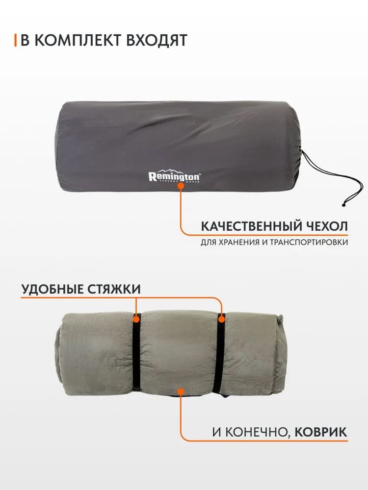 Двуспальный самонадувающийся коврик Remington 200x130x5 (черно-серый)