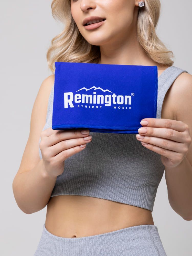 Полотенце Remington из микрофибры, 100*50 см, цвет синий, в сетчатом мешке