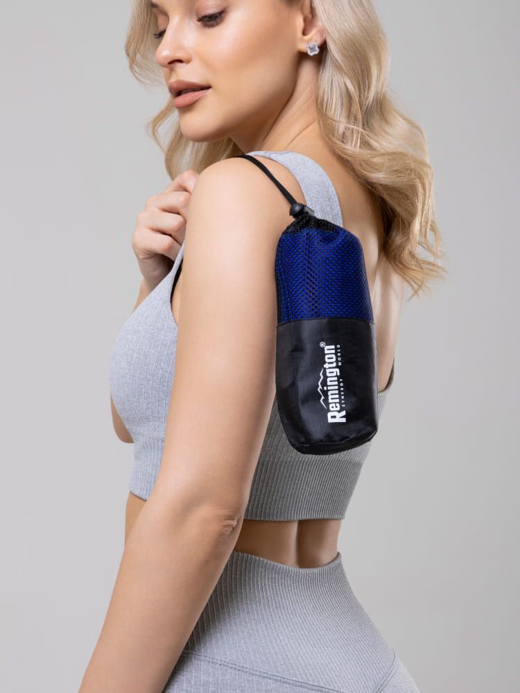 Полотенце Remington из микрофибры, 100*50 см, цвет синий, в сетчатом мешке