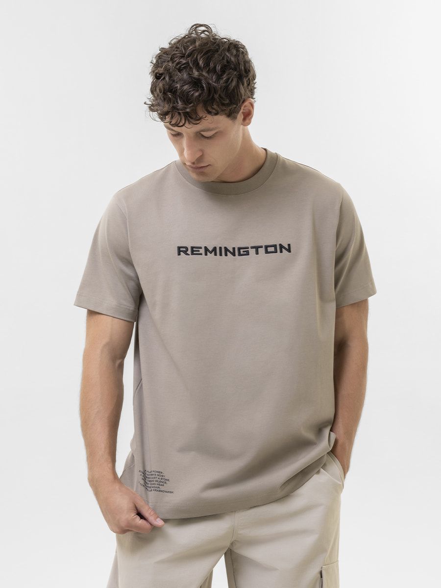 Мужская летняя футболка с принтом Красноярк Remington Krasnoyarsk Light Olive, оливкового цвета
