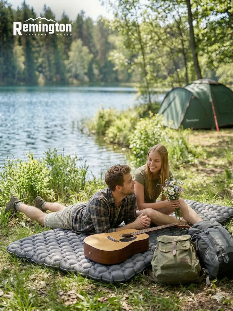 Надувной двуспальный ультралегкий коврик Remington 190x120x5,5 (серебристый)