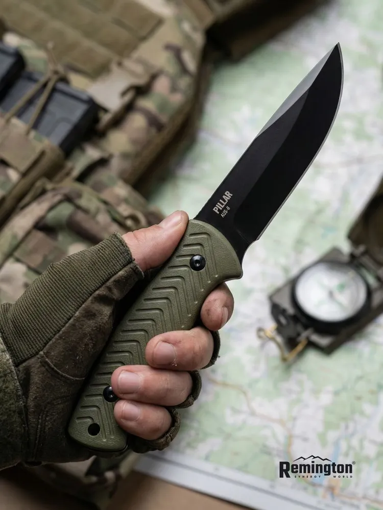 Нож туристический с фикс. лезвием Remington Pillar Dark Green
