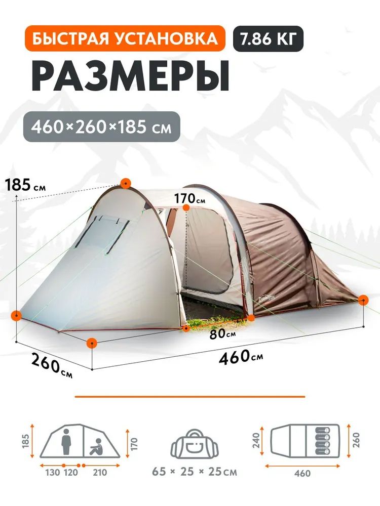 Палатка туристическая Remington Silence IV, 4-х местная