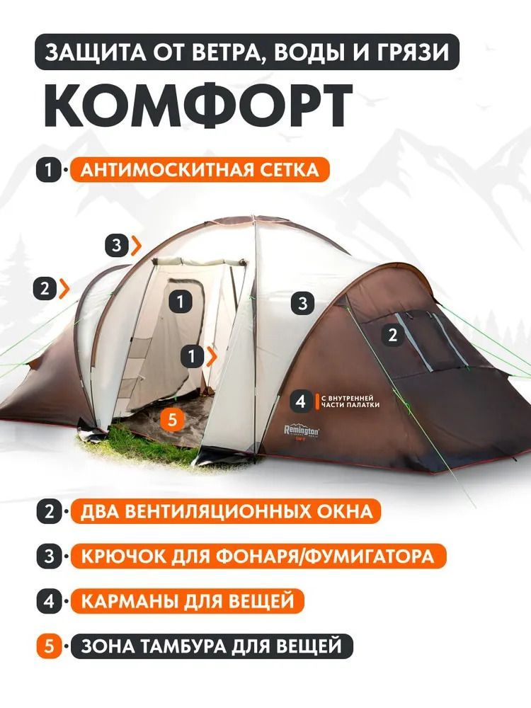 Палатка туристическая Remington Camp IV, 4-х местная