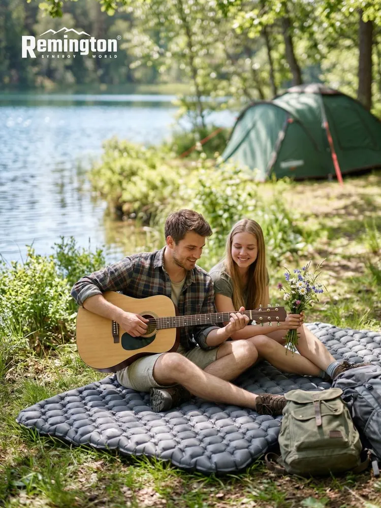 Надувной двуспальный ультралегкий коврик Remington 190x120x5,5 (серебристый)