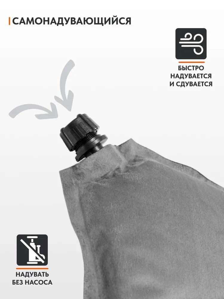 Самонадувающийся коврик Remington 200x66x5 (серый металлик)