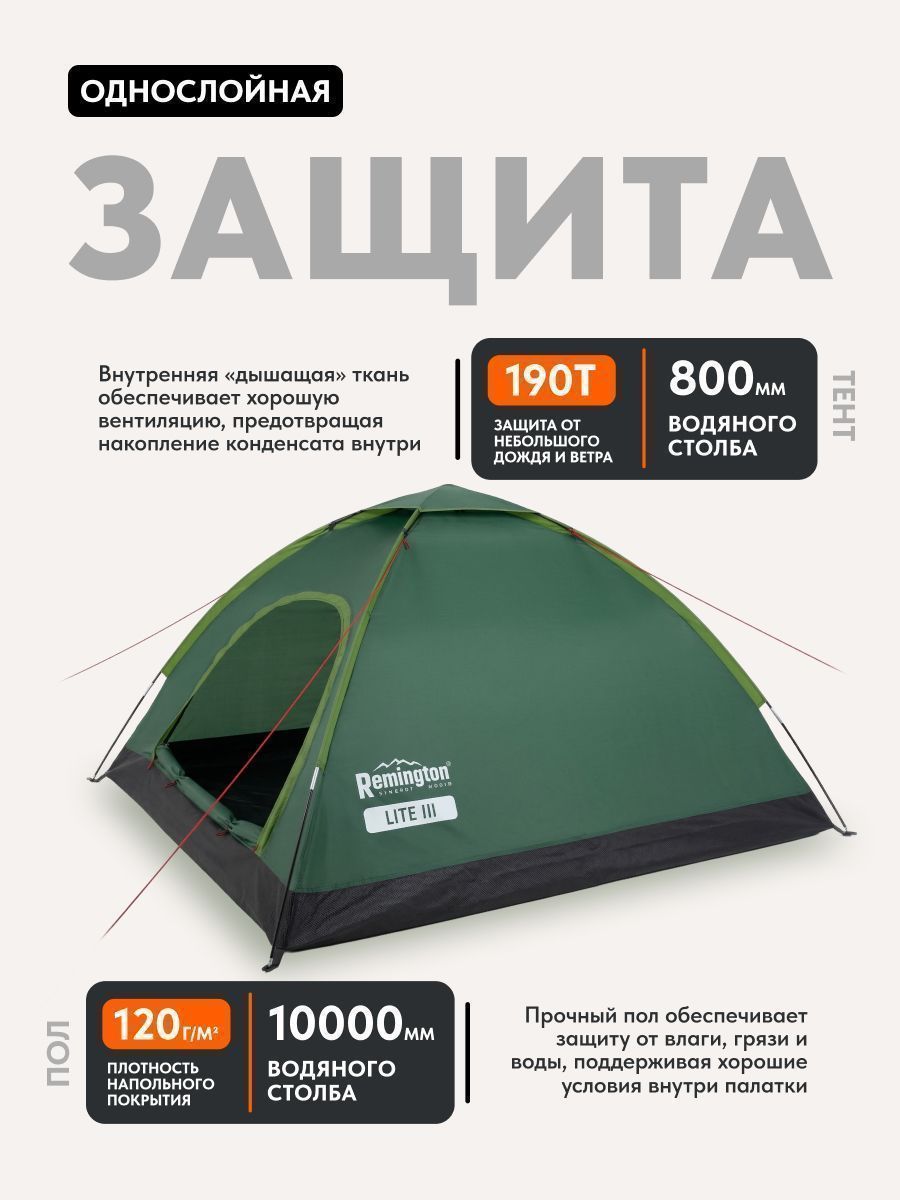 Палатка туристическая 3 местная Remington Lite III Dark green