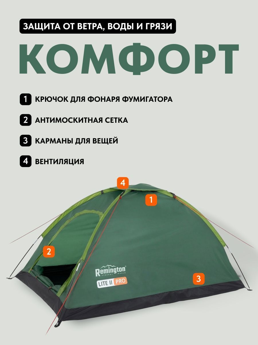 Палатка туристическая 2 местная Remington Lite II Pro Dark green