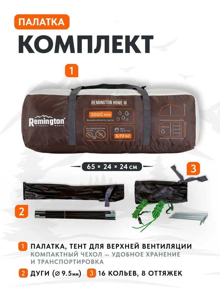 Палатка туристическая Remington Home, 4-х местная