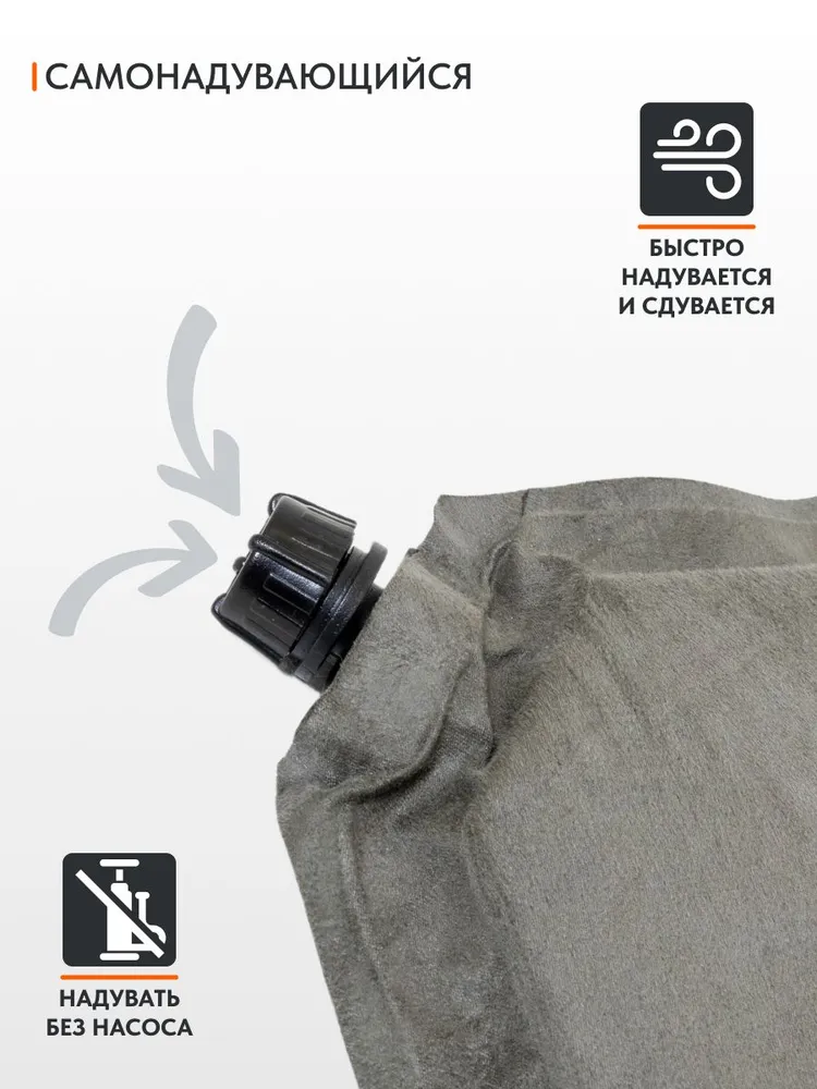 Двуспальный самонадувающийся коврик Remington 200x130x5 (черно-серый)