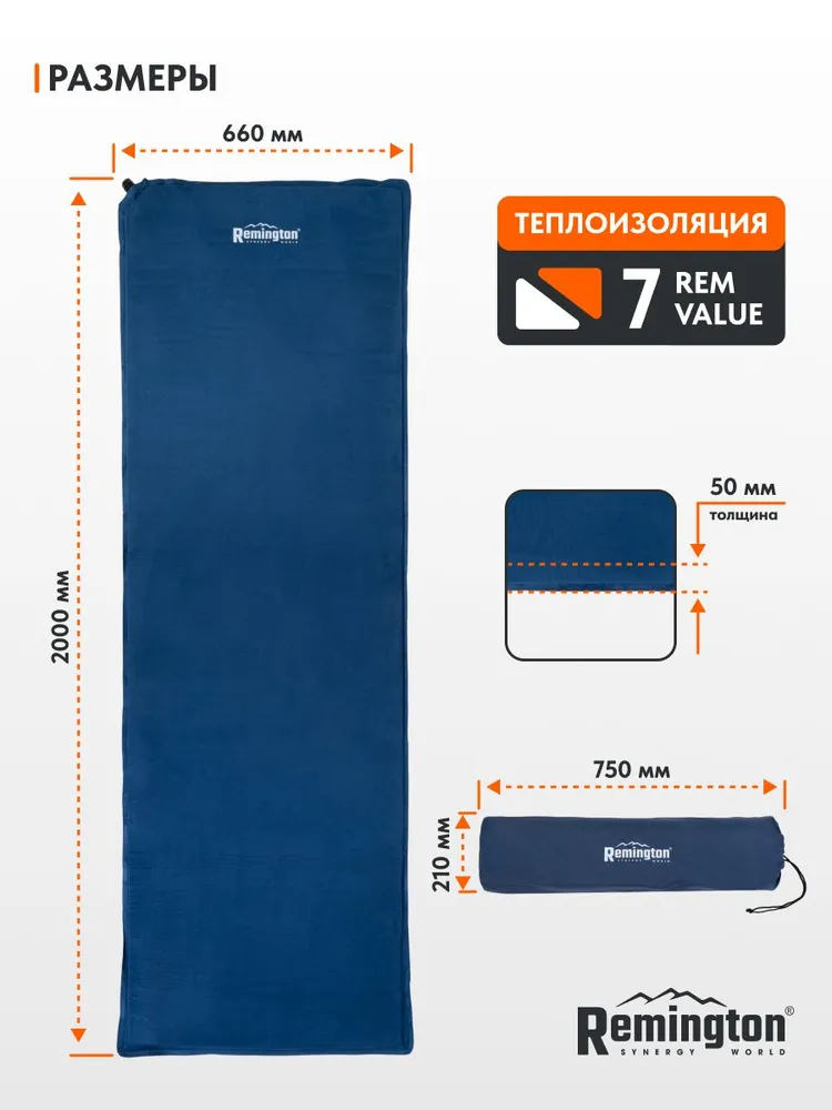 Самонадувающийся коврик Remington 200x66x5 (темно-синий)