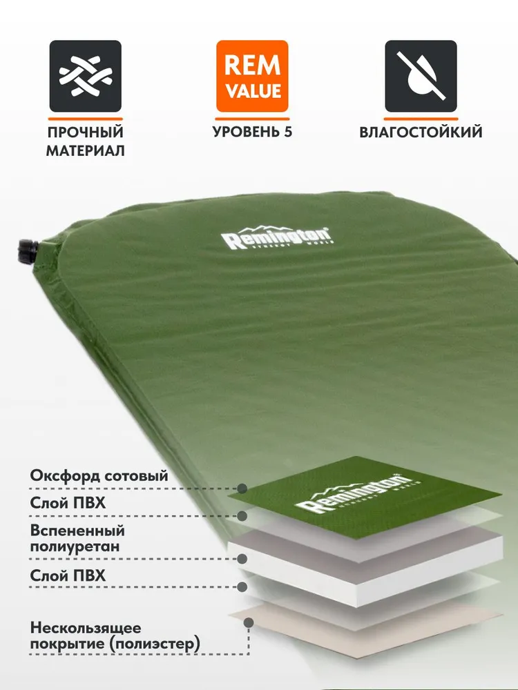 Самонадувающийся коврик Remington 198x63x7  (темно-коричневый)