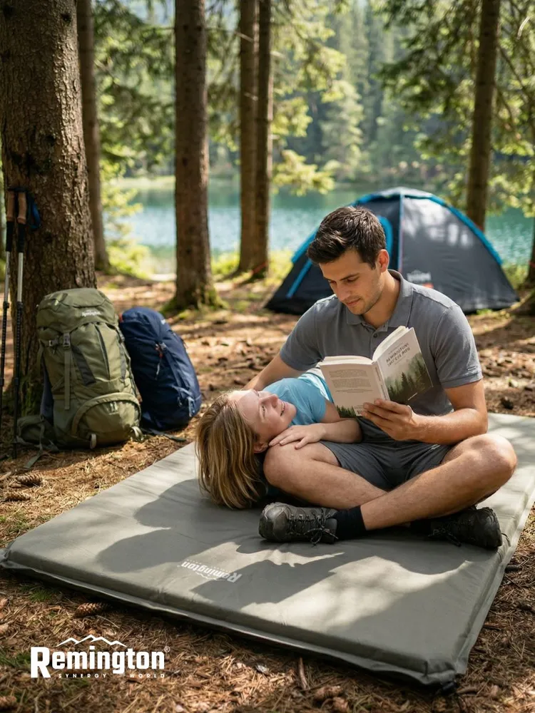 Двуспальный самонадувающийся коврик Remington 200x130x5 (черно-серый)