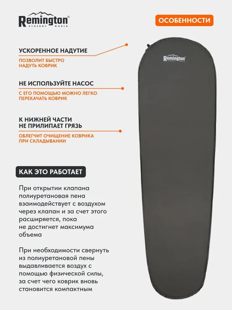 Самонадувающийся коврик Remington 183x51x3,0 (оливковый)