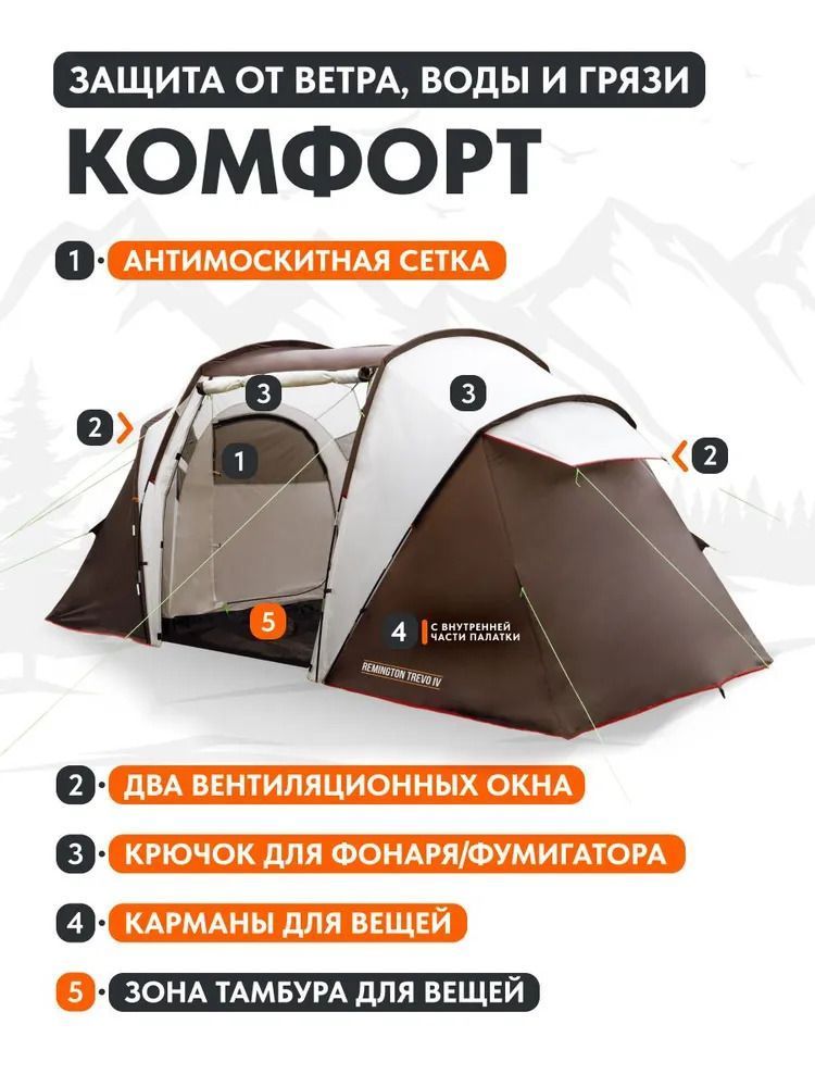 Палатка туристическая Remington Trevo IV, 4-х местная