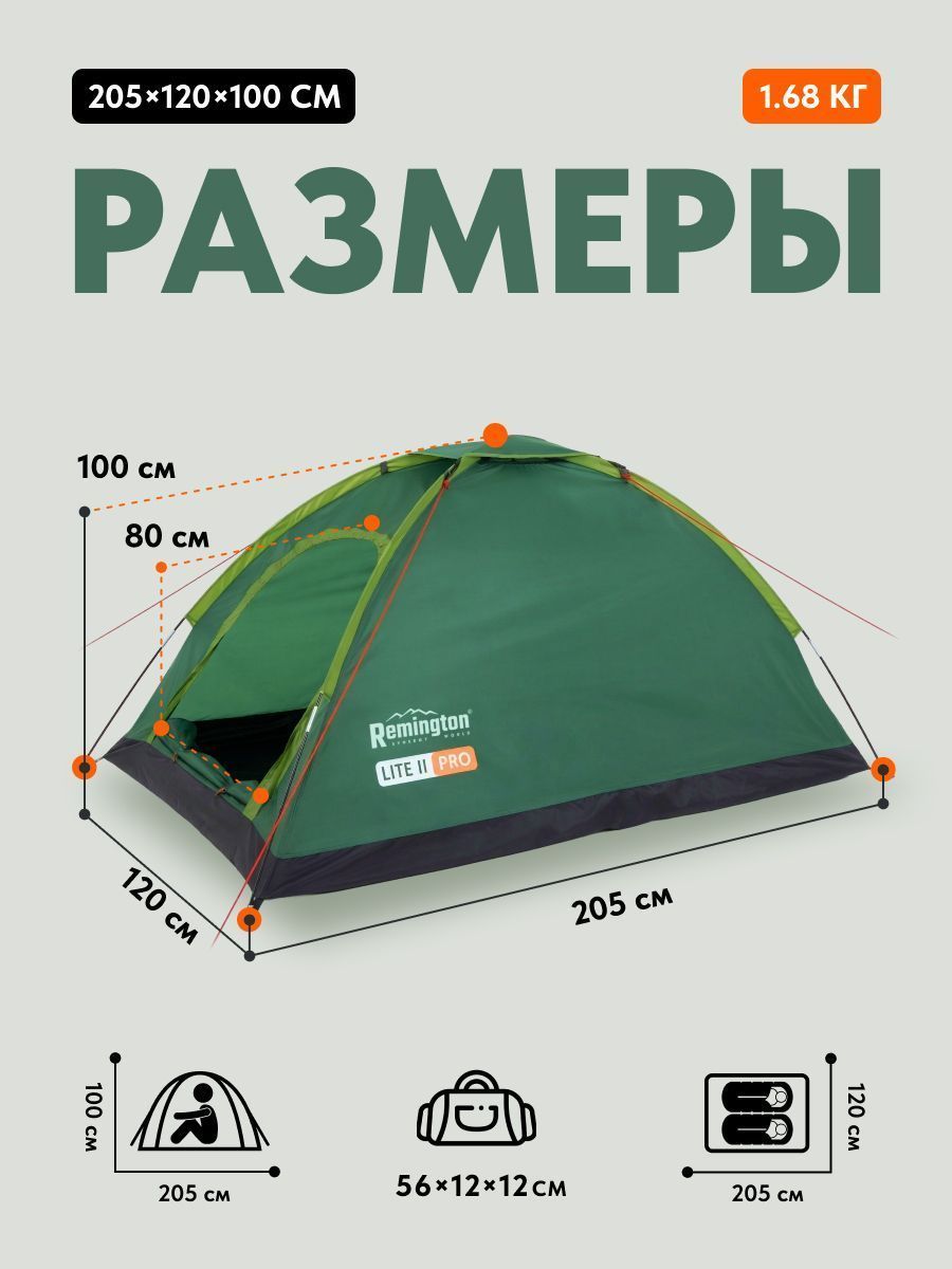 Палатка туристическая 2 местная Remington Lite II Pro Dark green
