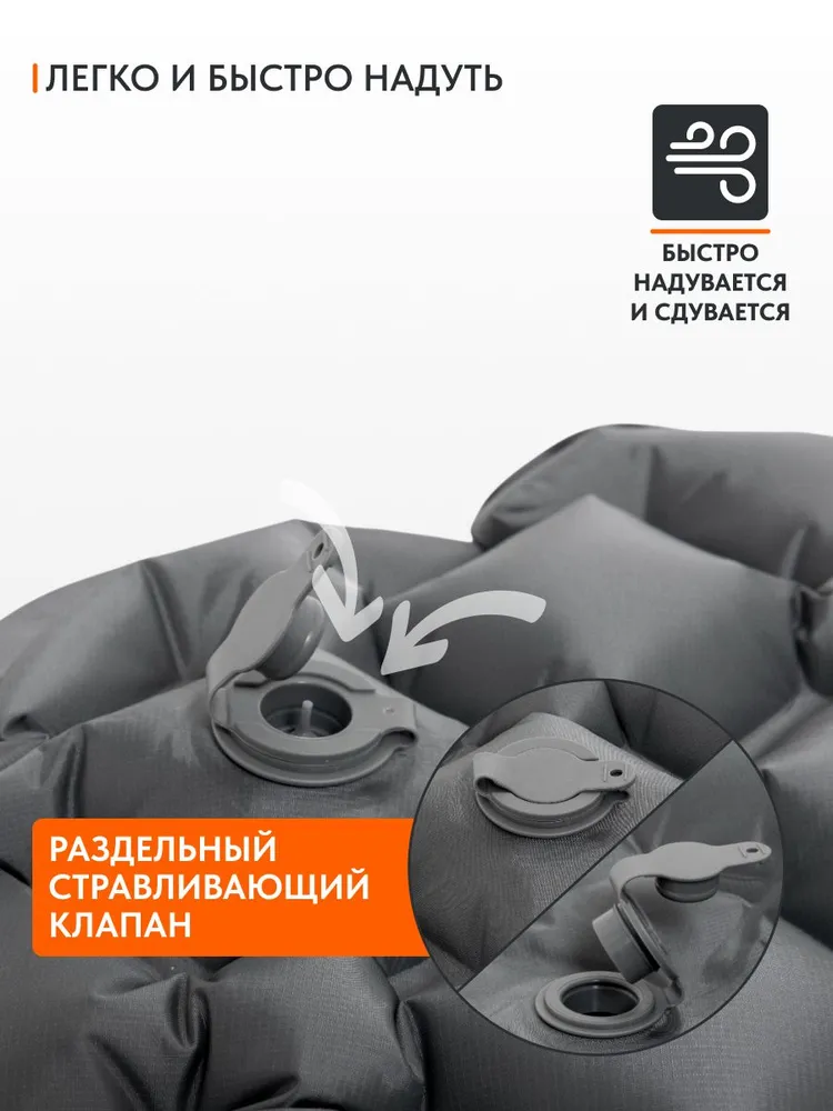 Надувной двуспальный ультралегкий коврик Remington 190x120x5,5 (серебристый)