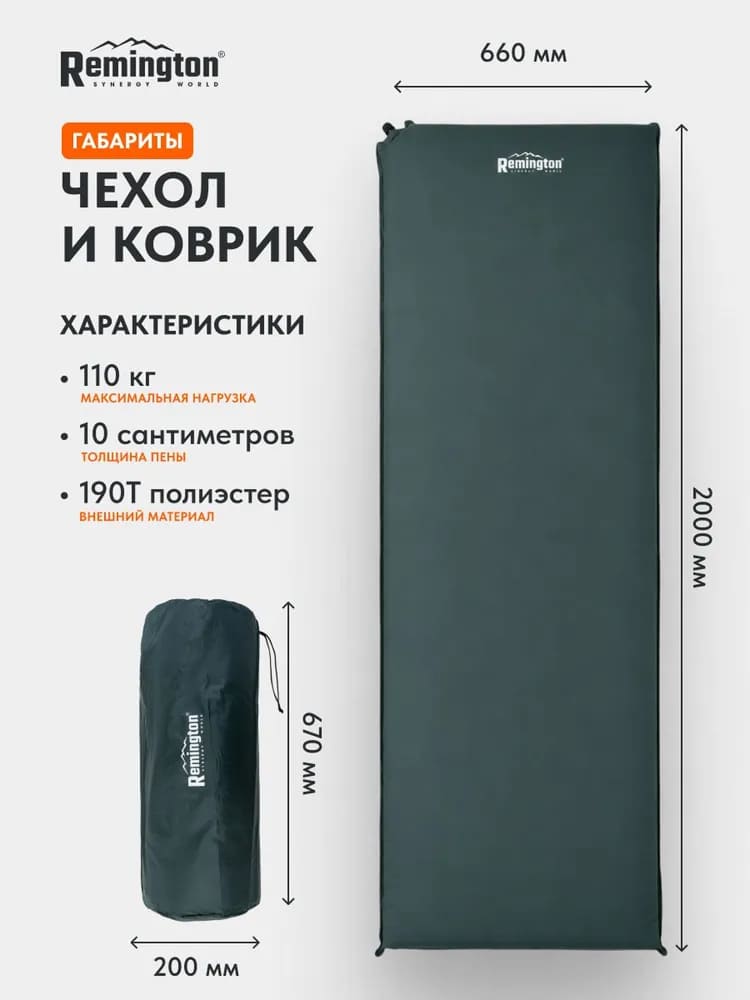 Самонадувающийся коврик Remington 200x66x10 (бирюзовый)