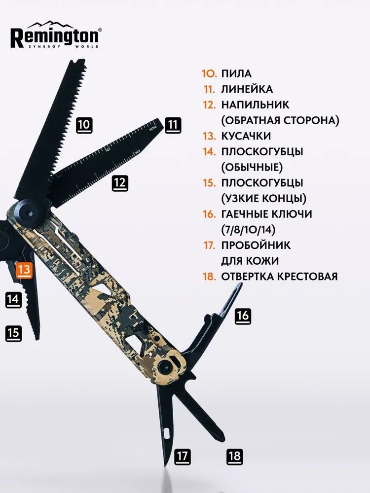 Мультитул тактический Remington ActionTool 18 в 1