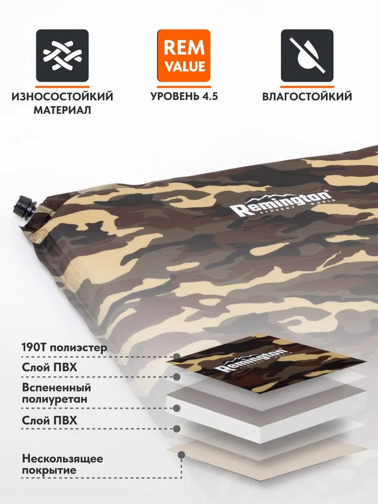 Самонадувающийся коврик Remington 200x66x10 (коричневый)