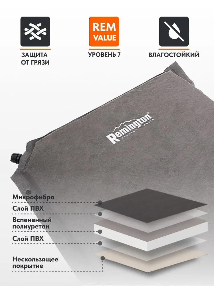 Самонадувающийся коврик Remington 198x63x7 (серый)