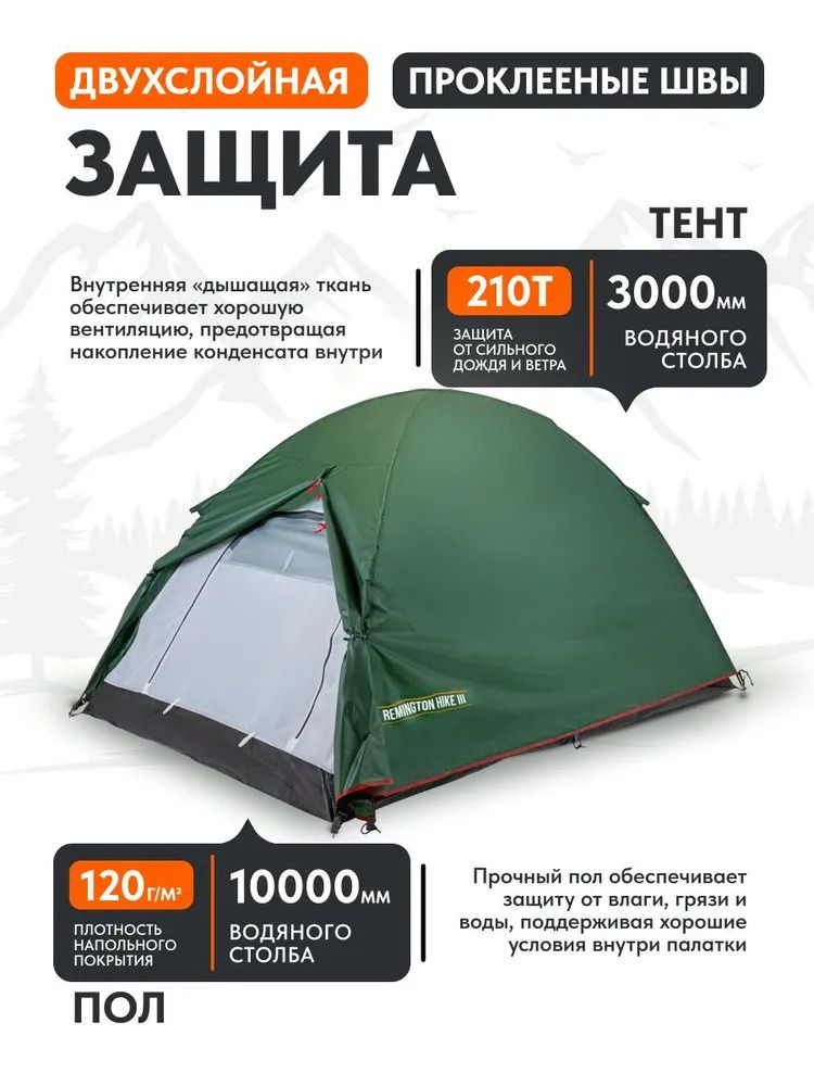 Палатка туристическая Remington Hike III, 3-х местная