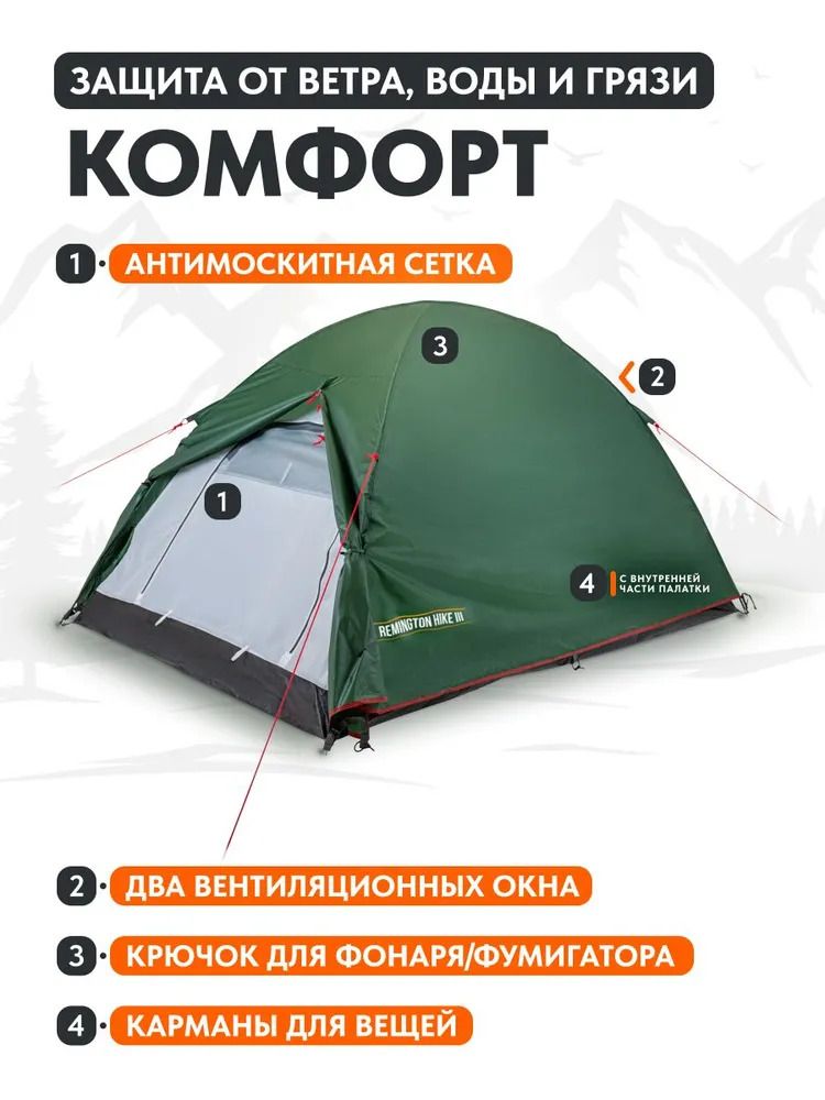 Палатка туристическая Remington Hike III, 3-х местная